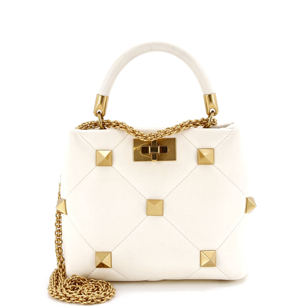 Roman Stud Top Handle Bag Quilted Leather Small