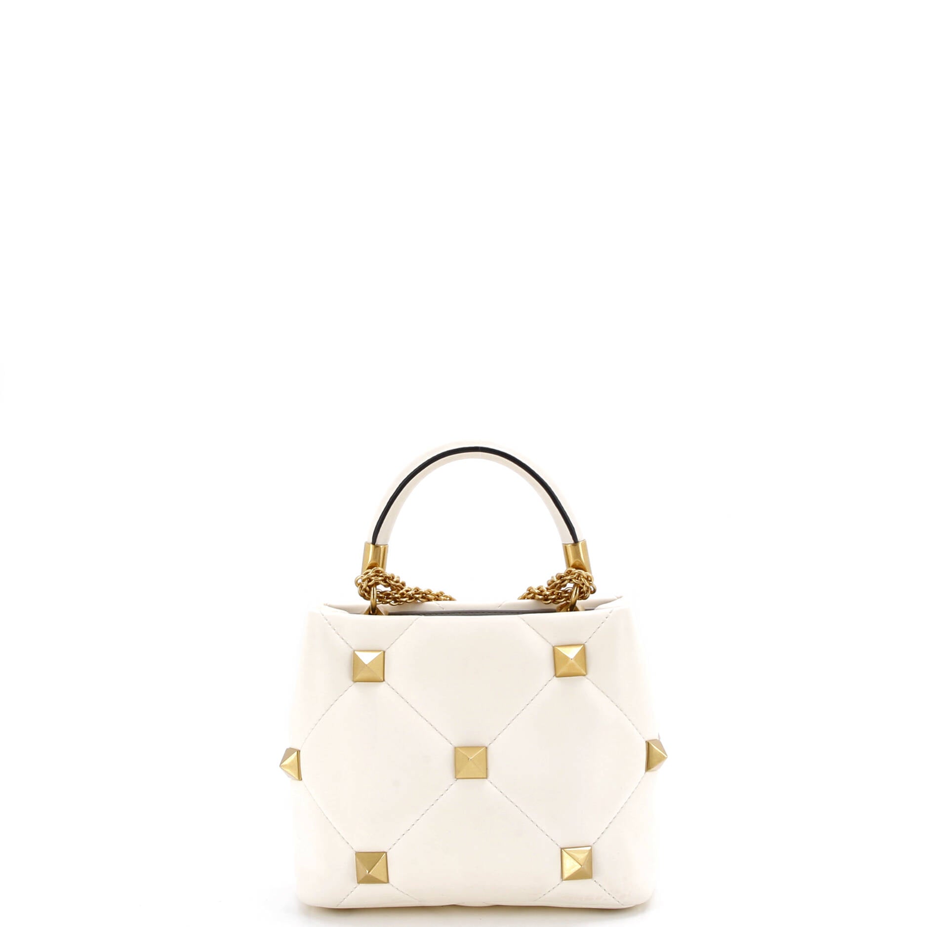 Roman Stud Top Handle Bag Quilted Leather Small