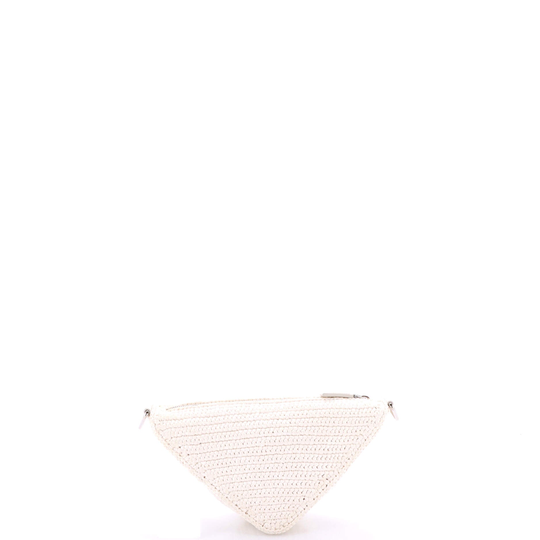 Triangle Logo Zip Crossbody Bag Crochet Raffia Small
