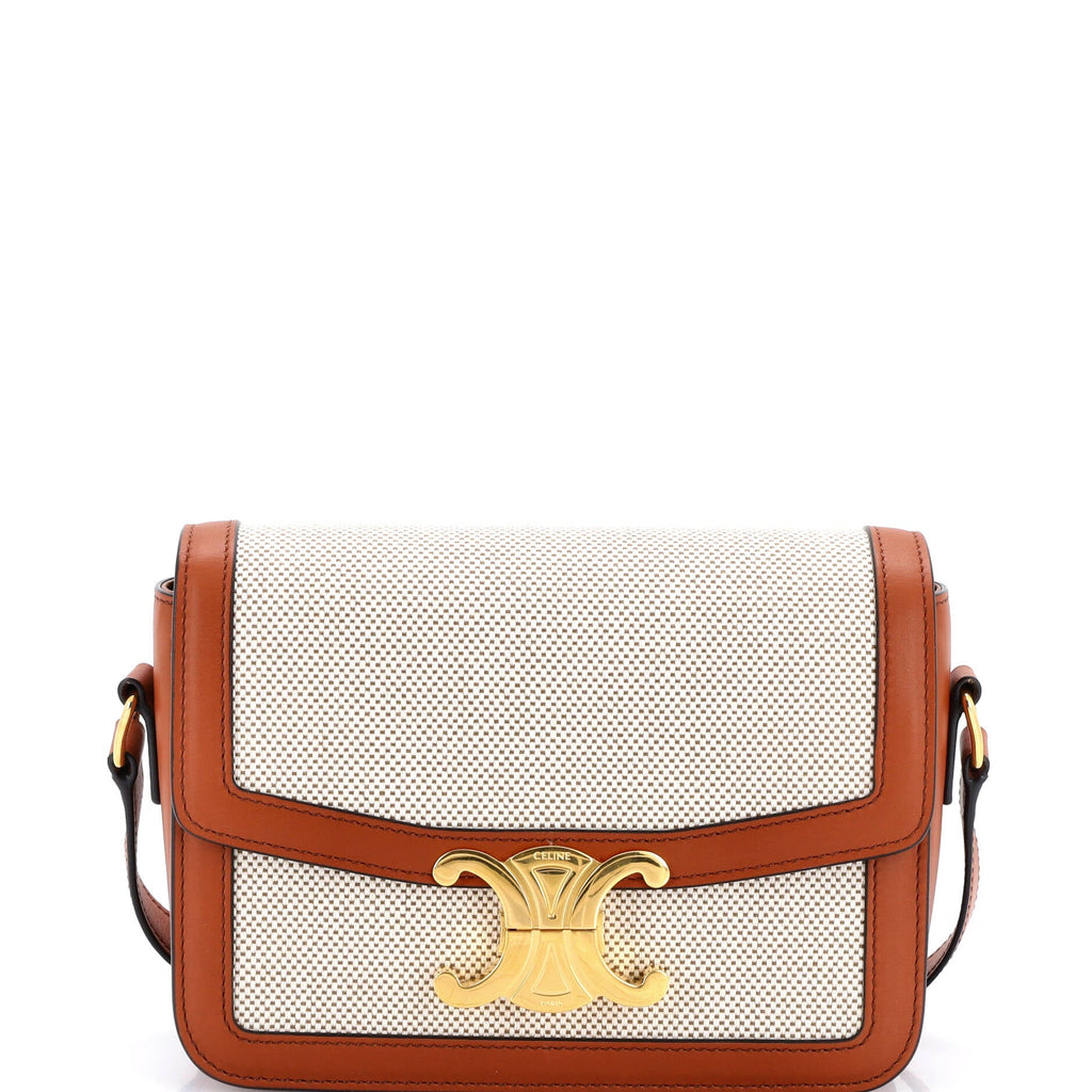 Triomphe Shoulder Bag Canvas with Leather Teen