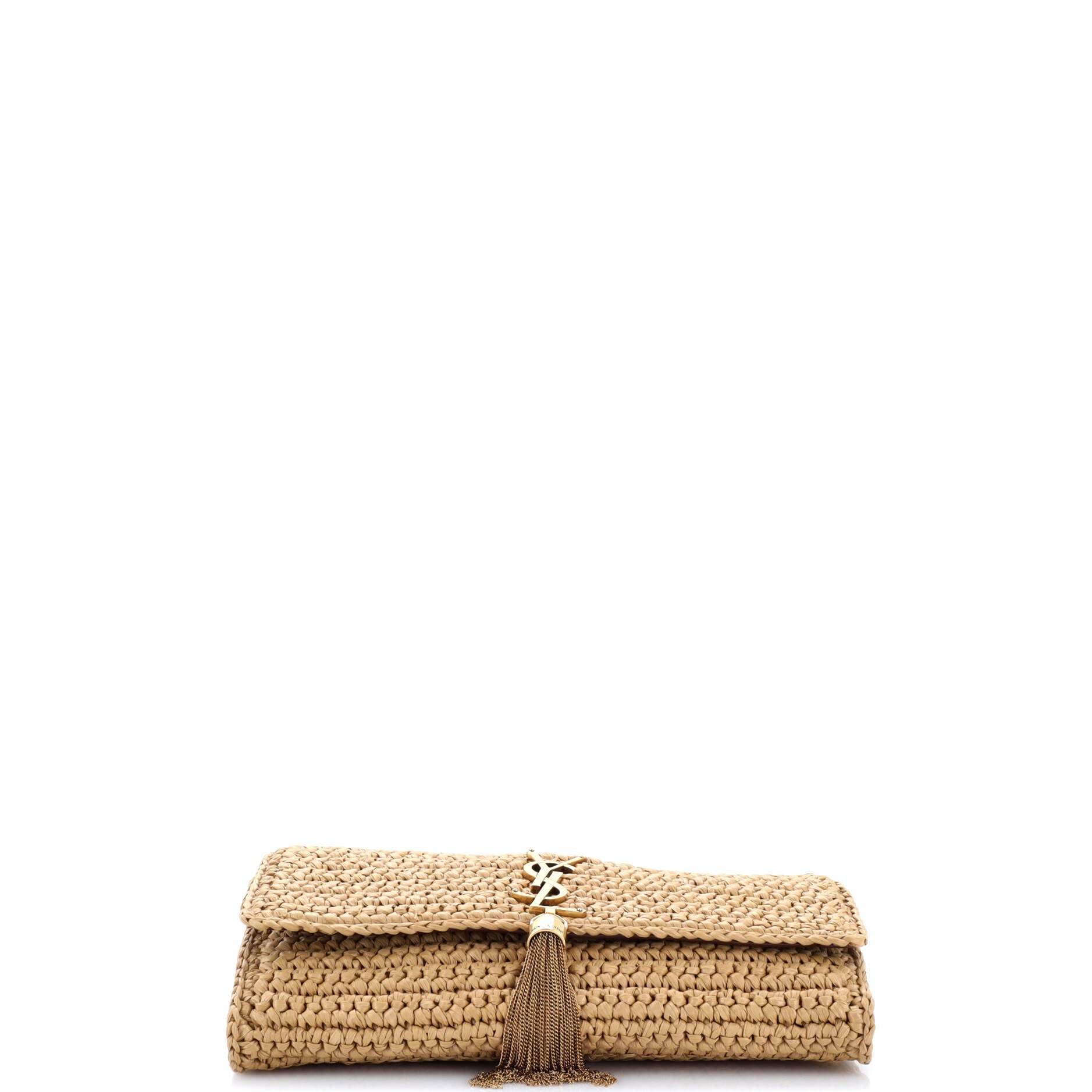 Kate 99 Tassel Flap Bag Woven Raffia Medium