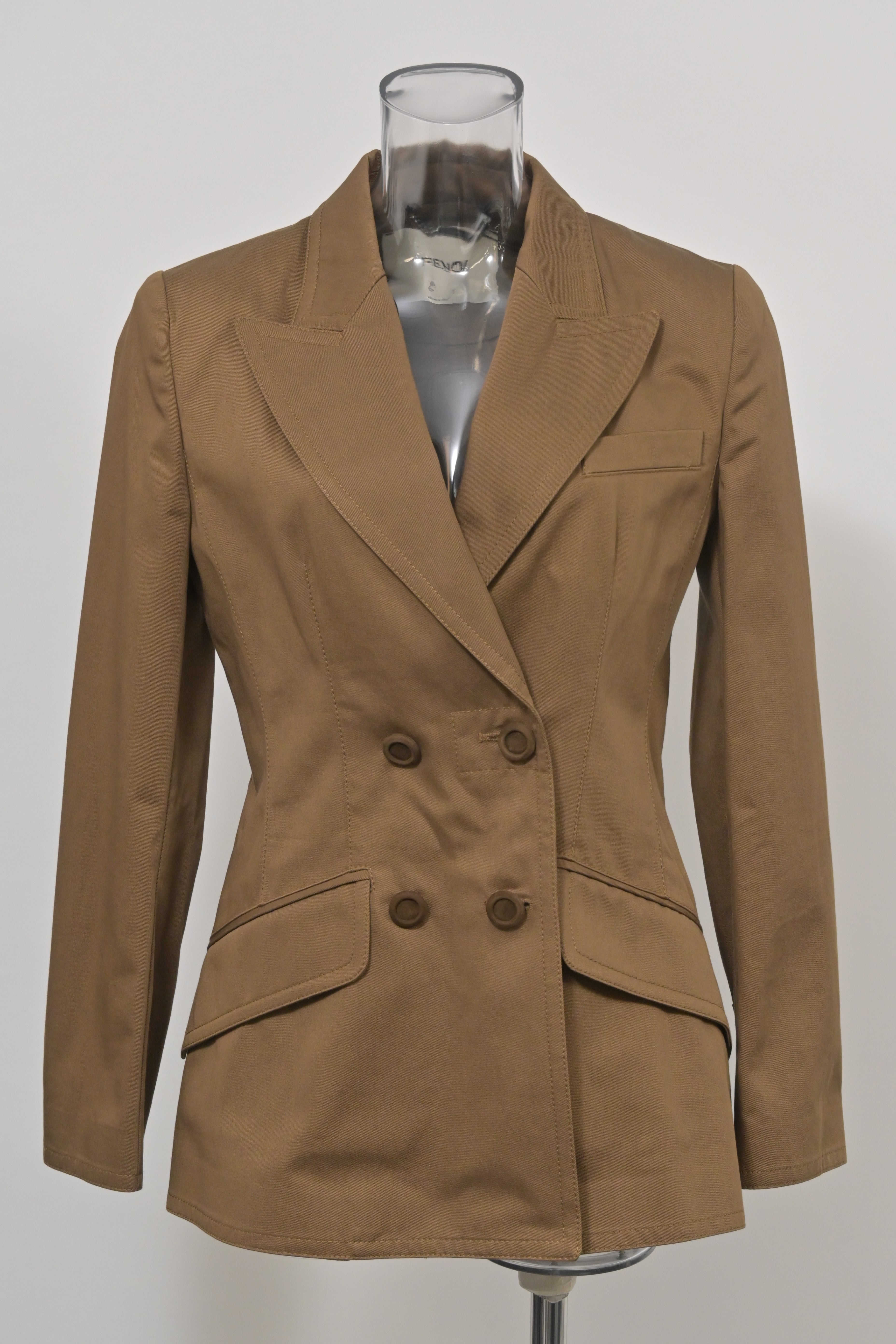 Fendi Double-Breasted Blazer in Brown Cotton