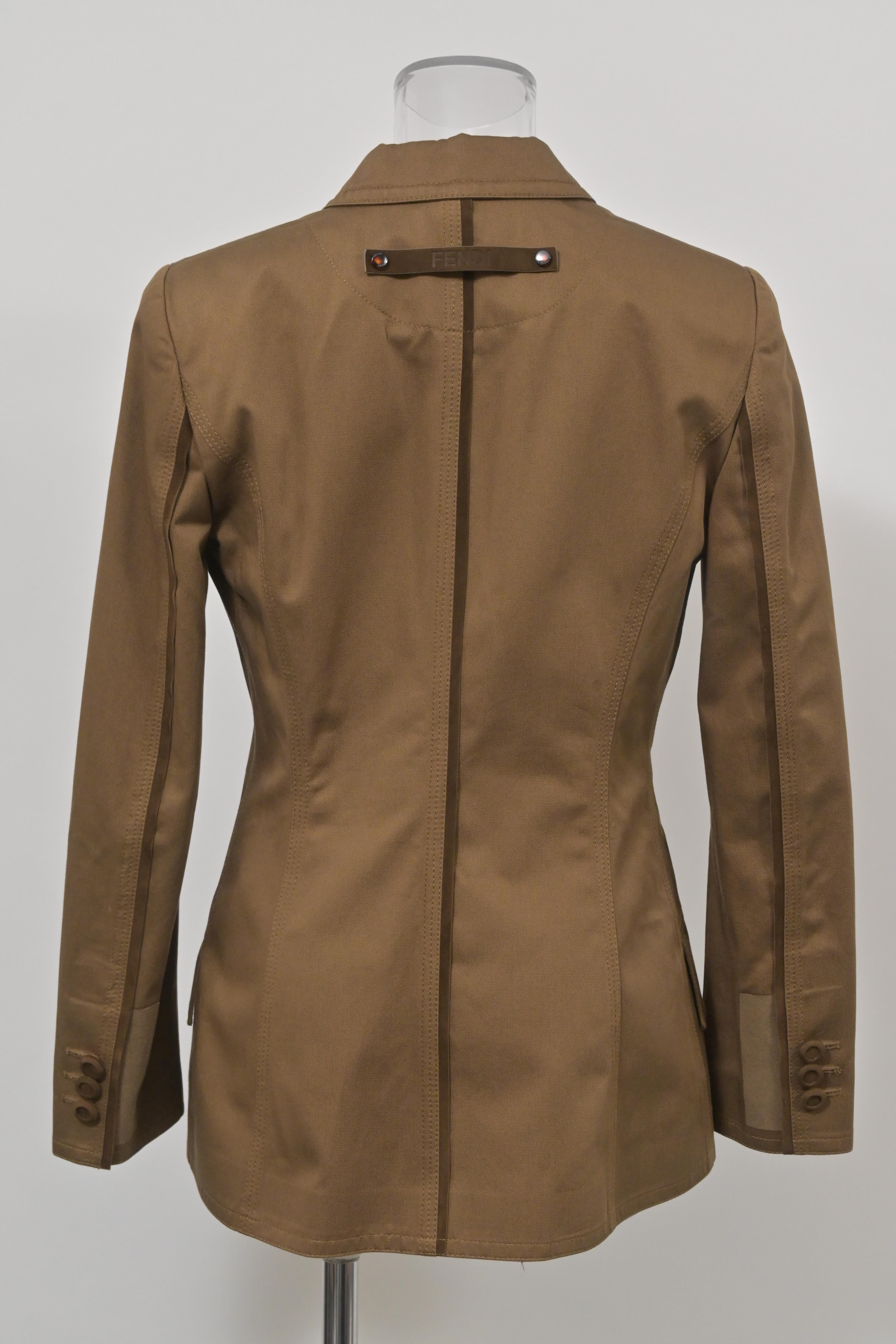 Fendi Double-Breasted Blazer in Brown Cotton