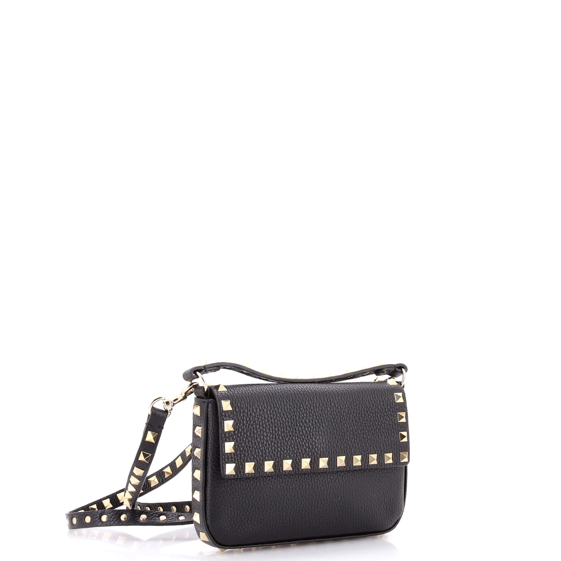 Rockstud Top Handle Crossbody Pouch Leather Mini