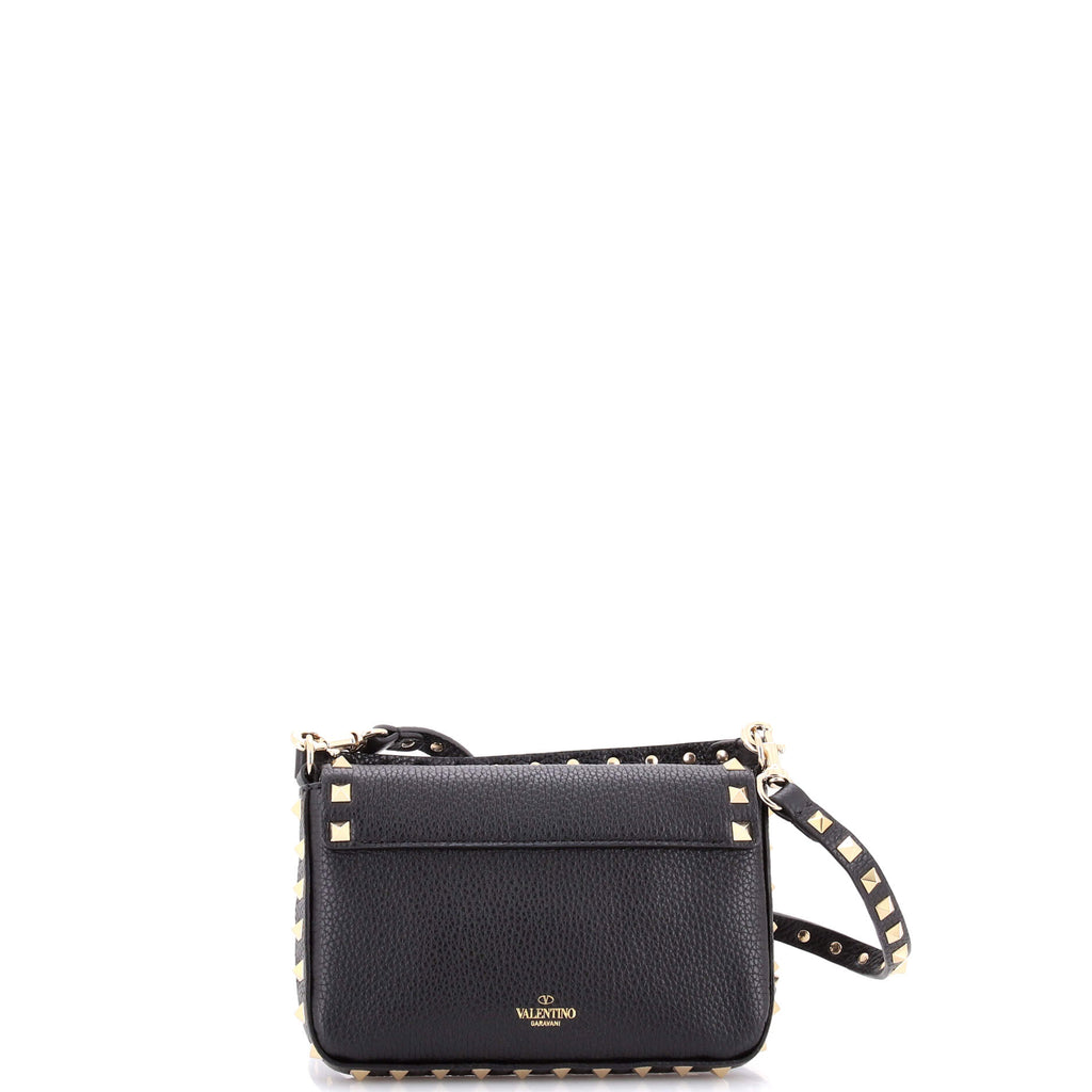 Rockstud Top Handle Crossbody Pouch Leather Mini