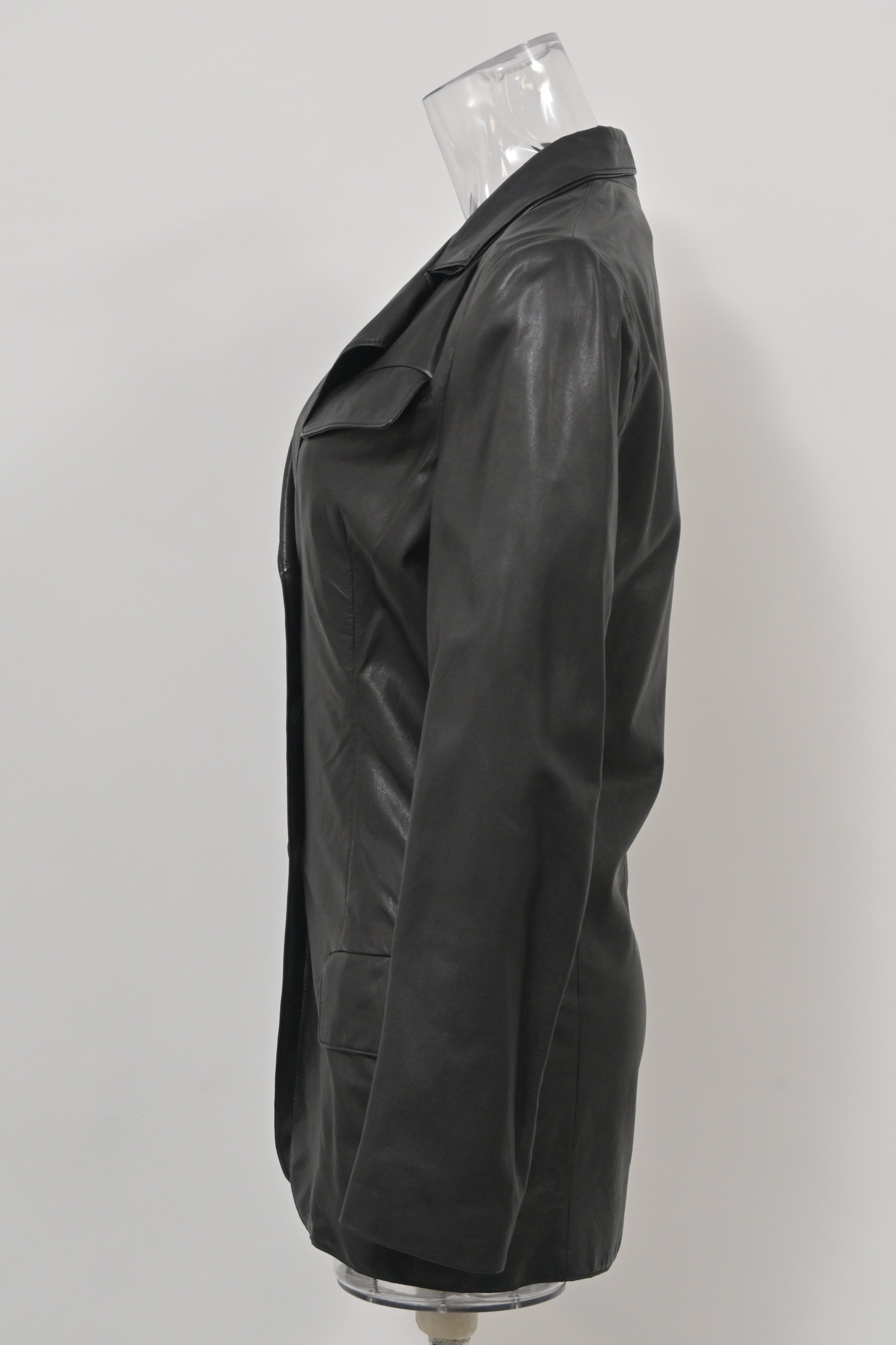 Bottega Veneta Single-Breasted Jacket in Black Leather