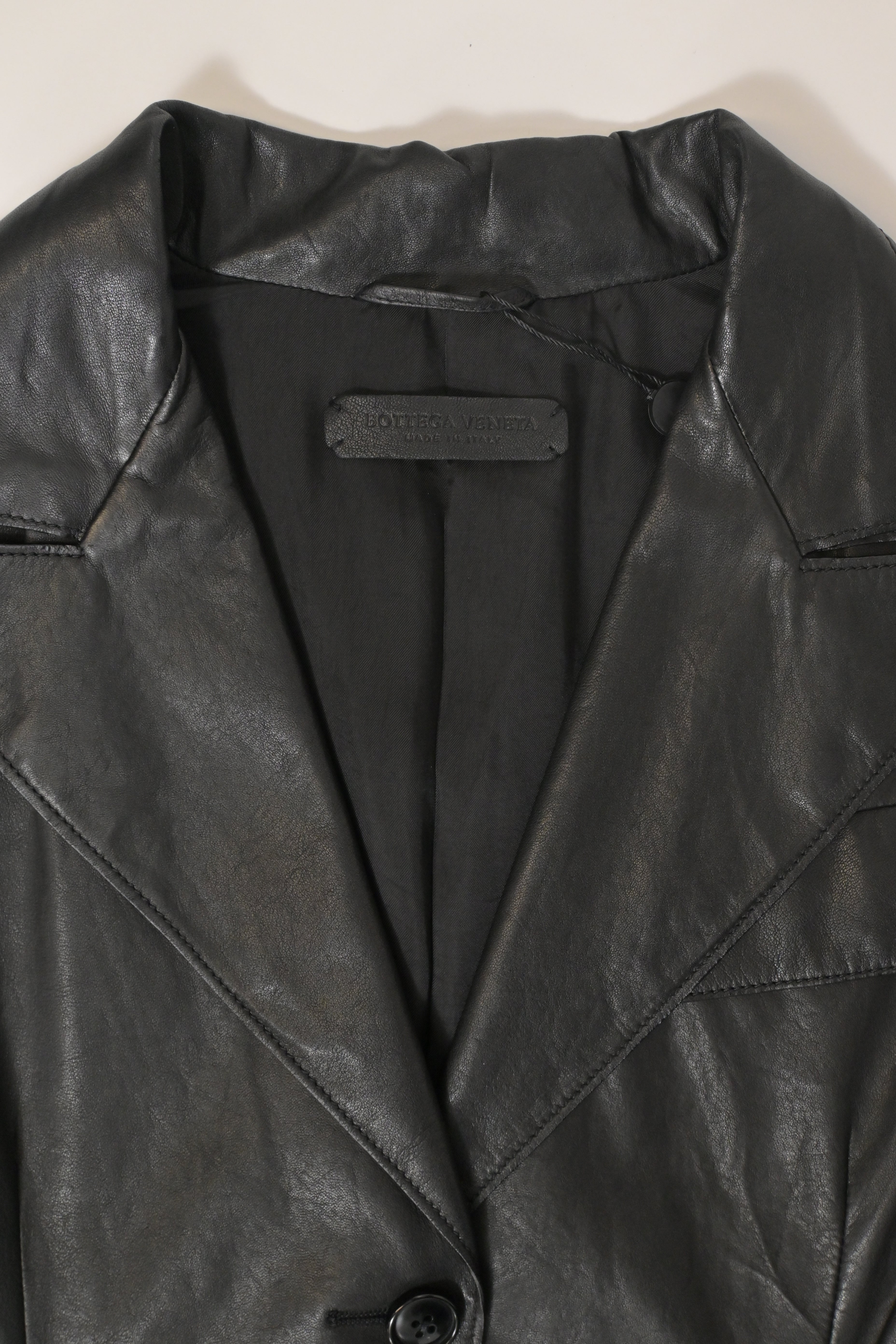 Bottega Veneta Single-Breasted Jacket in Black Leather