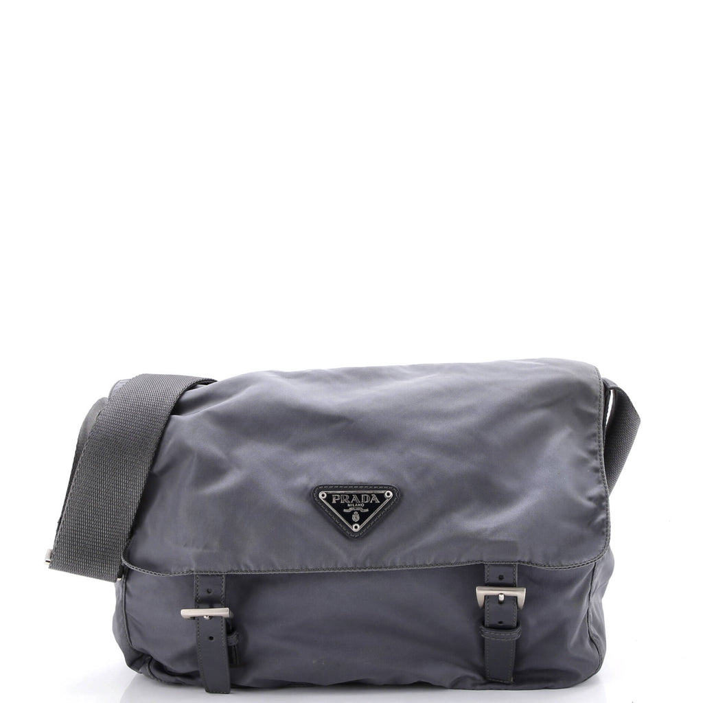 Double Buckle Flap Messenger Bag Tessuto Large