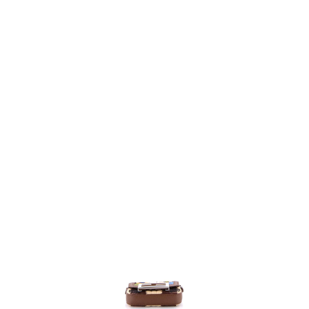 Chain Baguette Charm Bag Embroidered Raffia Nano