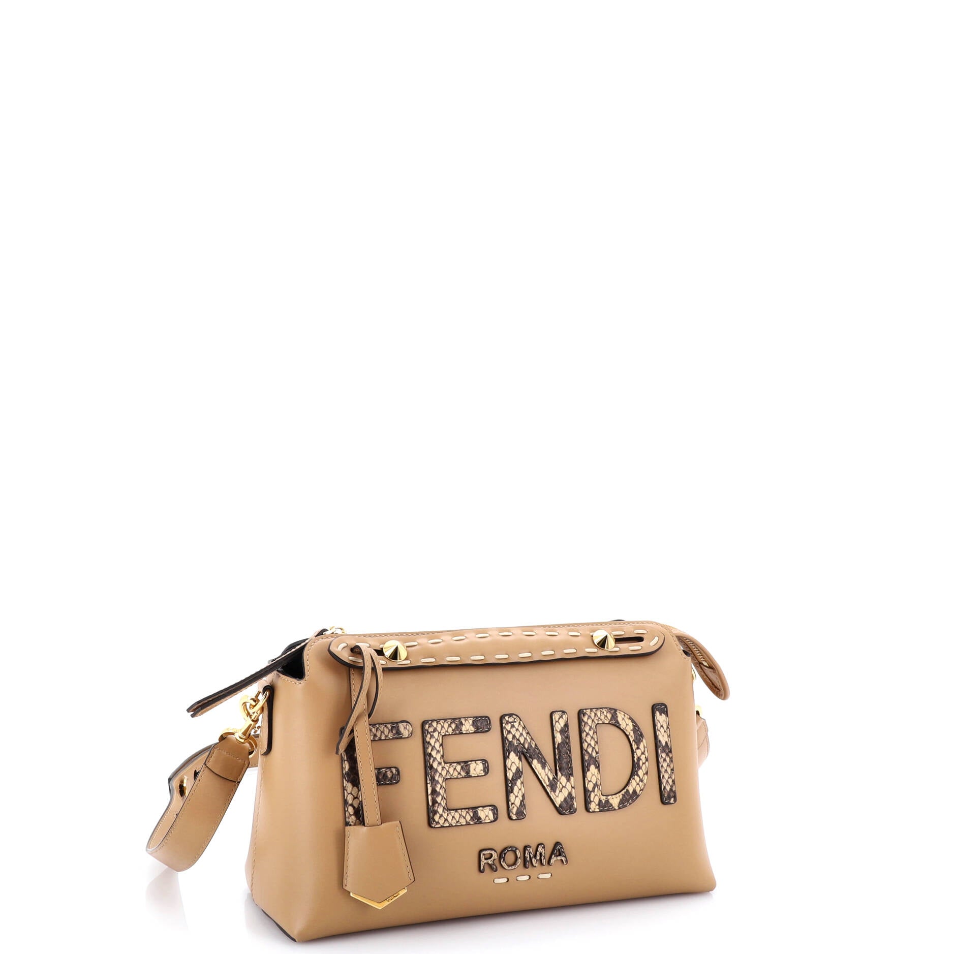 Logo By The Way Satchel Leather with Snakeskin Small