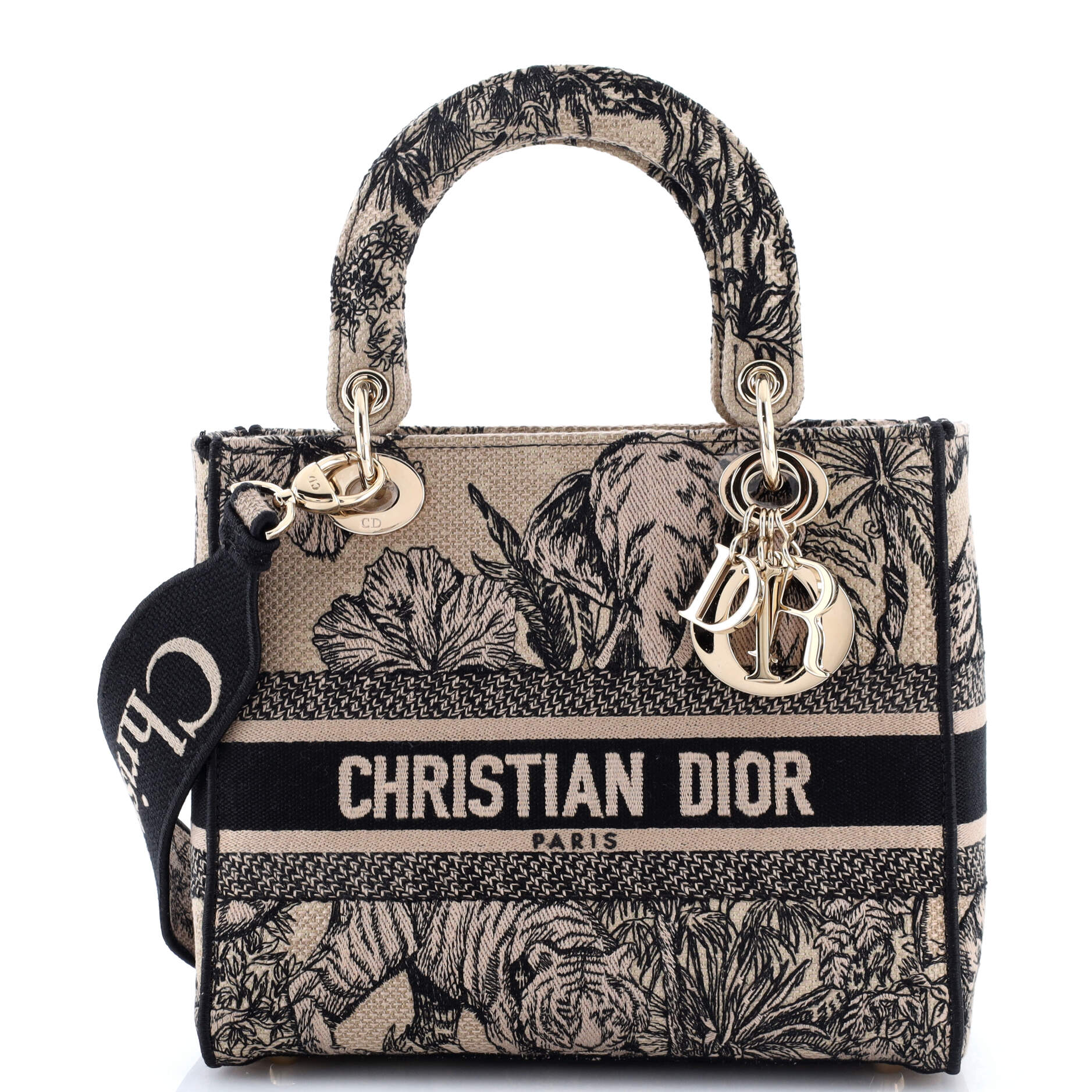 Lady D-Lite Bag Embroidered Canvas Medium