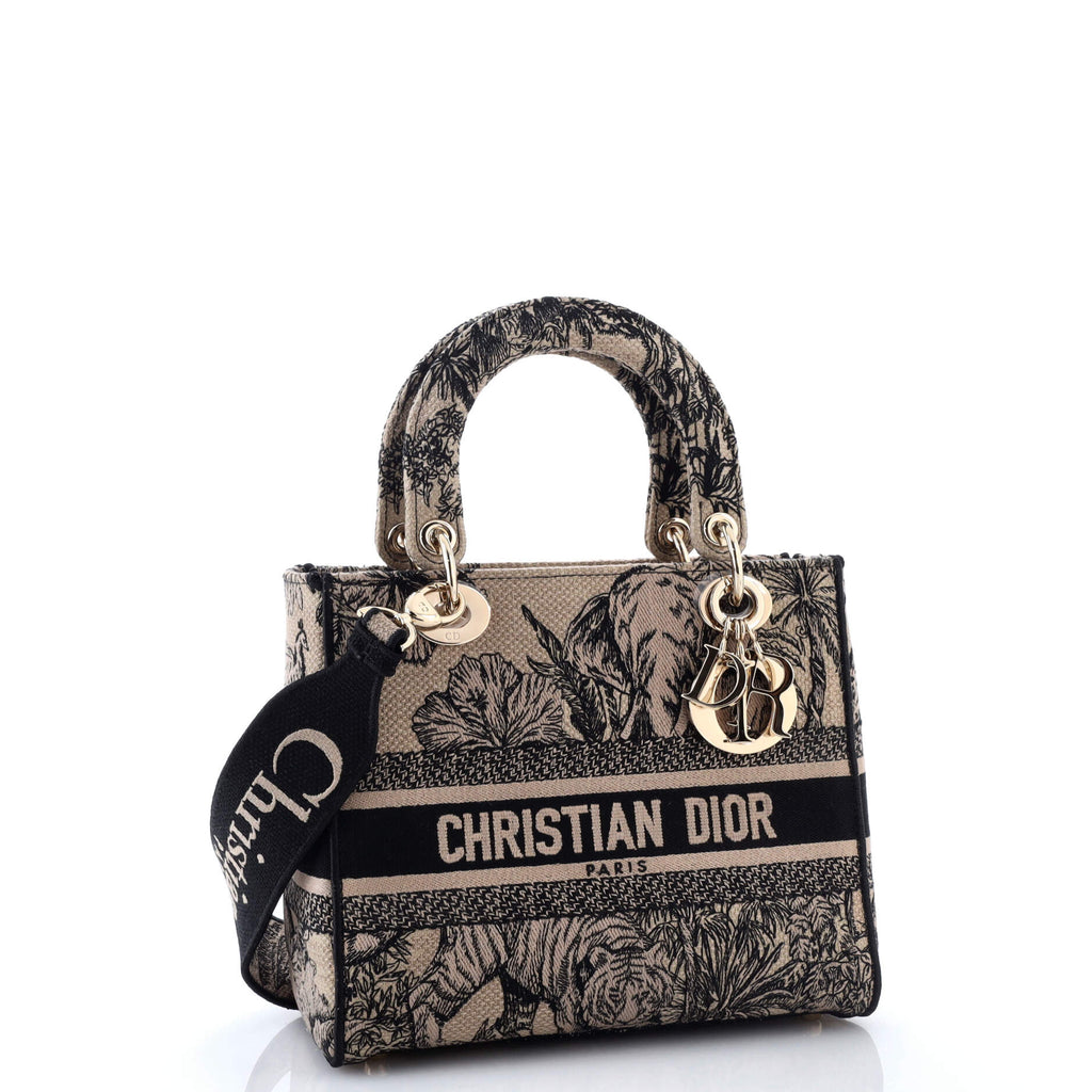 Lady D-Lite Bag Embroidered Canvas Medium