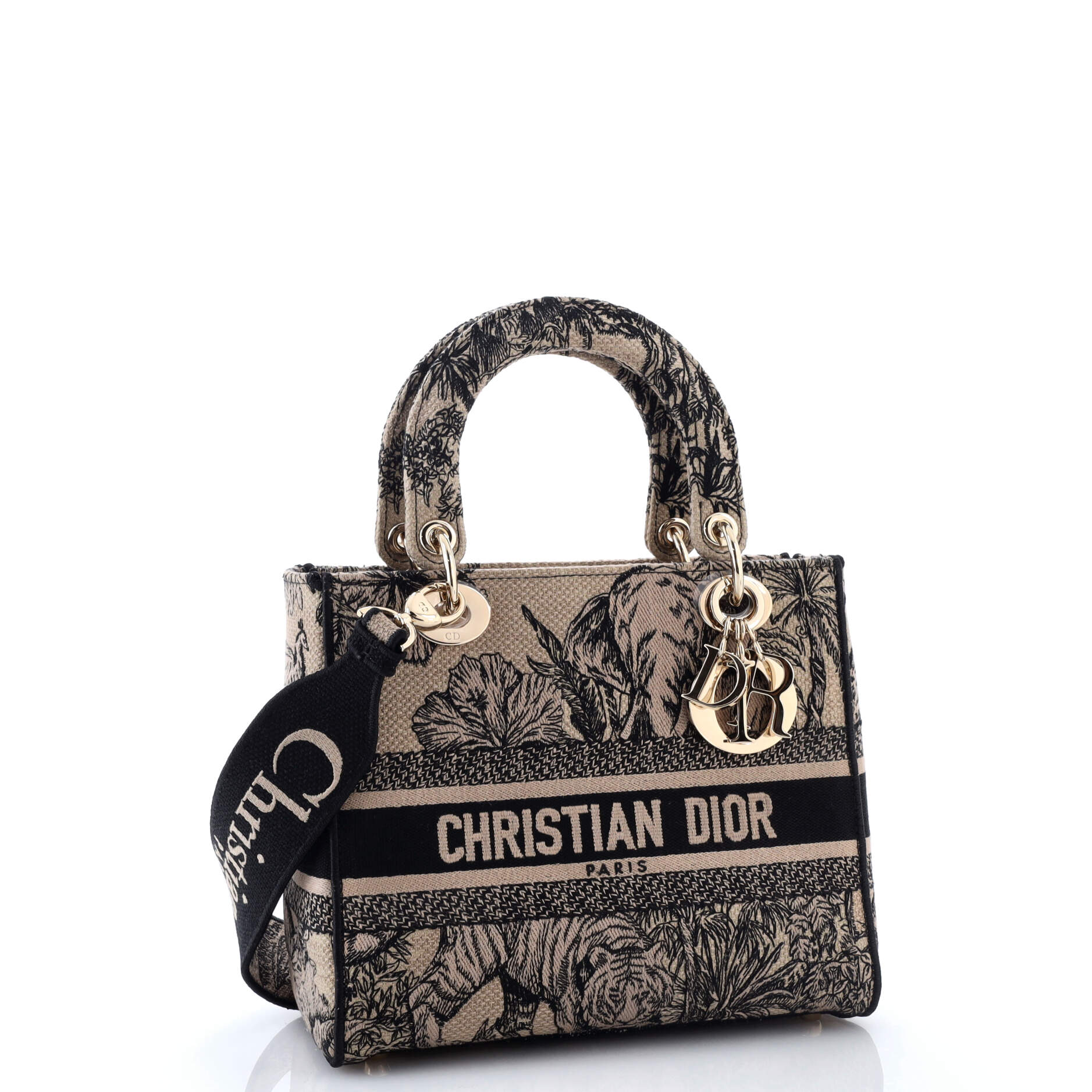 Lady D-Lite Bag Embroidered Canvas Medium