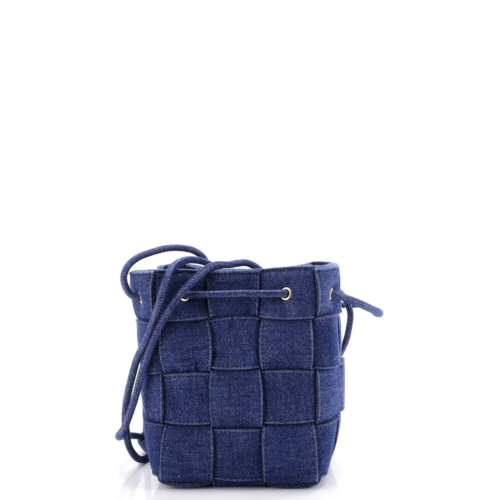 Cassette Bucket Bag Maxi Intrecciato Denim Small