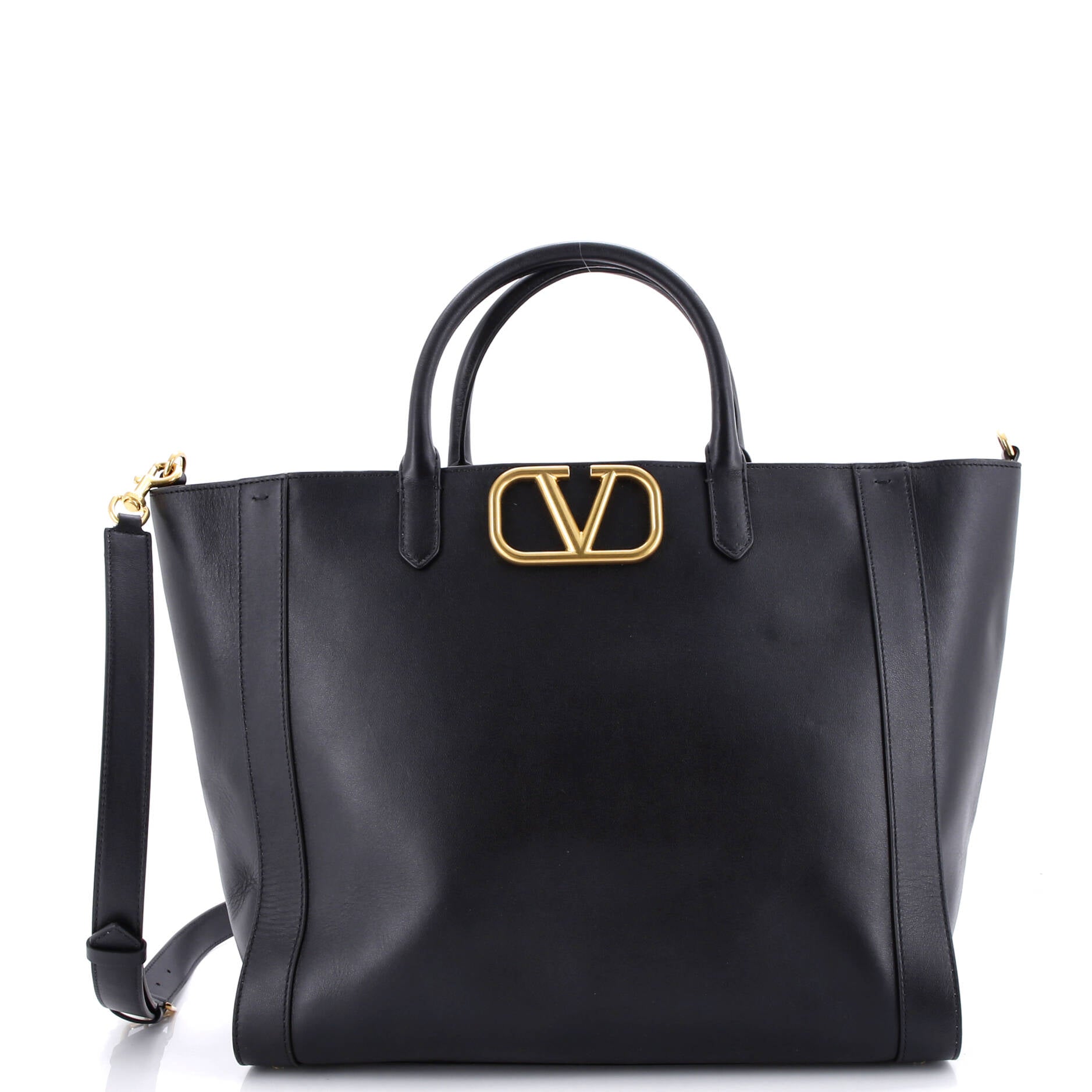 VLogo Convertible Shopper Tote Leather Large