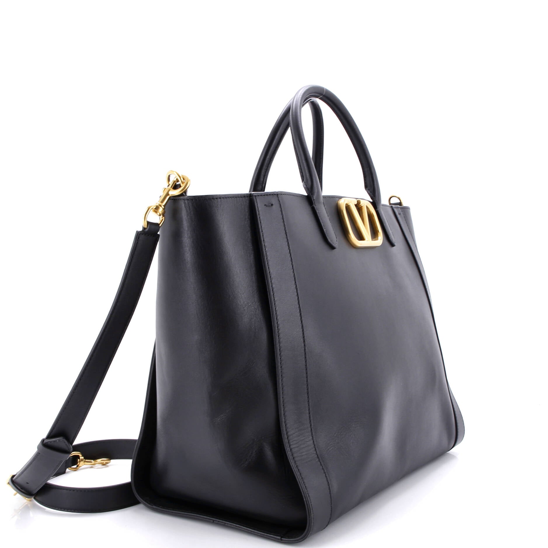 VLogo Convertible Shopper Tote Leather Large