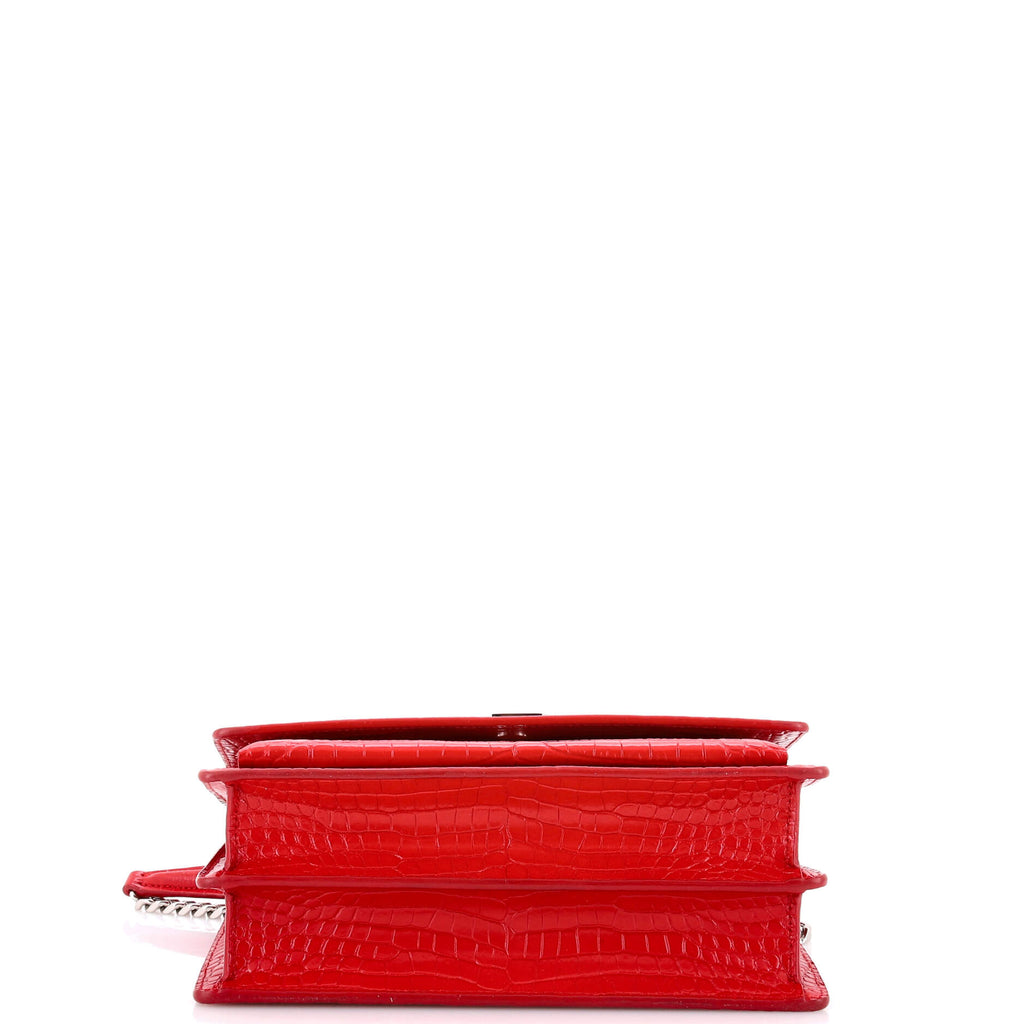 Sunset Crossbody Bag Crocodile Embossed Leather Medium