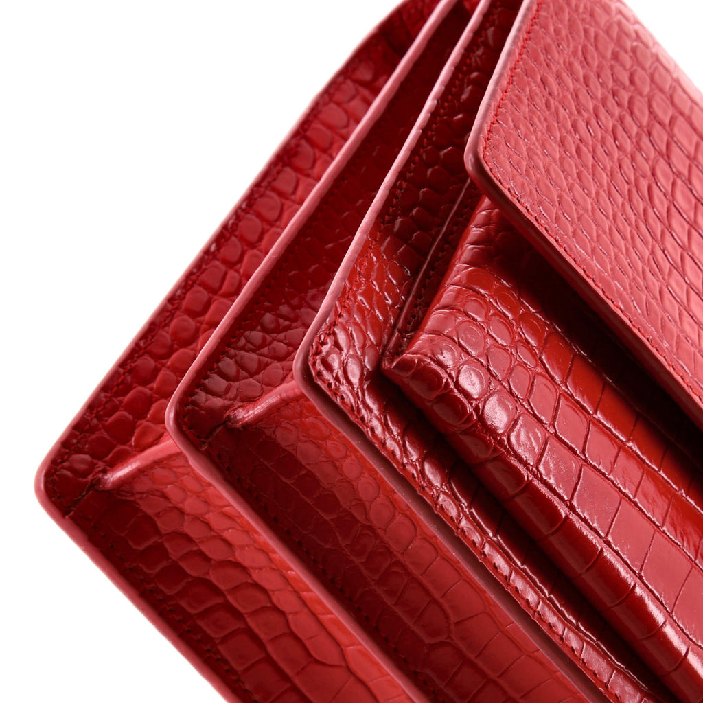 Sunset Crossbody Bag Crocodile Embossed Leather Medium
