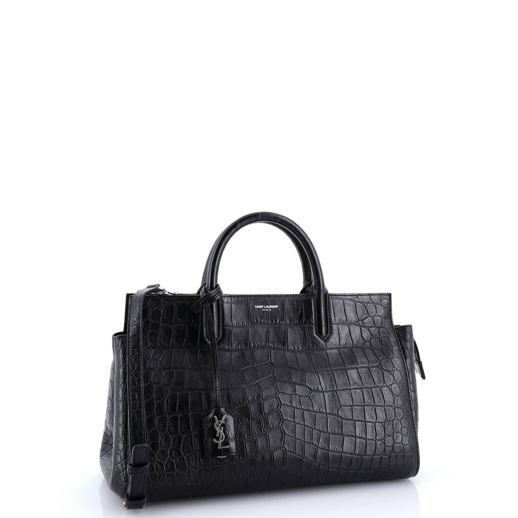 Rive Gauche Cabas Crocodile Embossed Leather Small