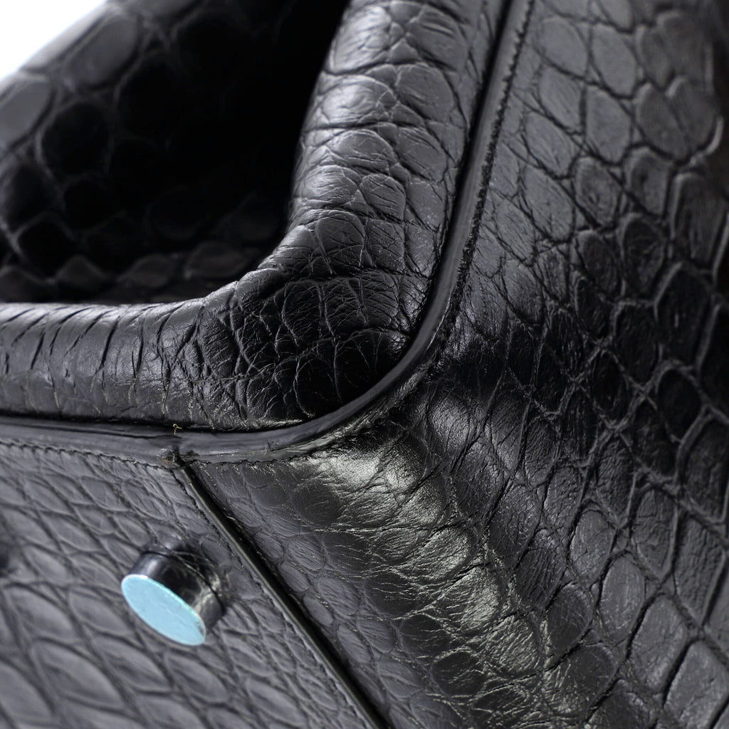 Rive Gauche Cabas Crocodile Embossed Leather Small