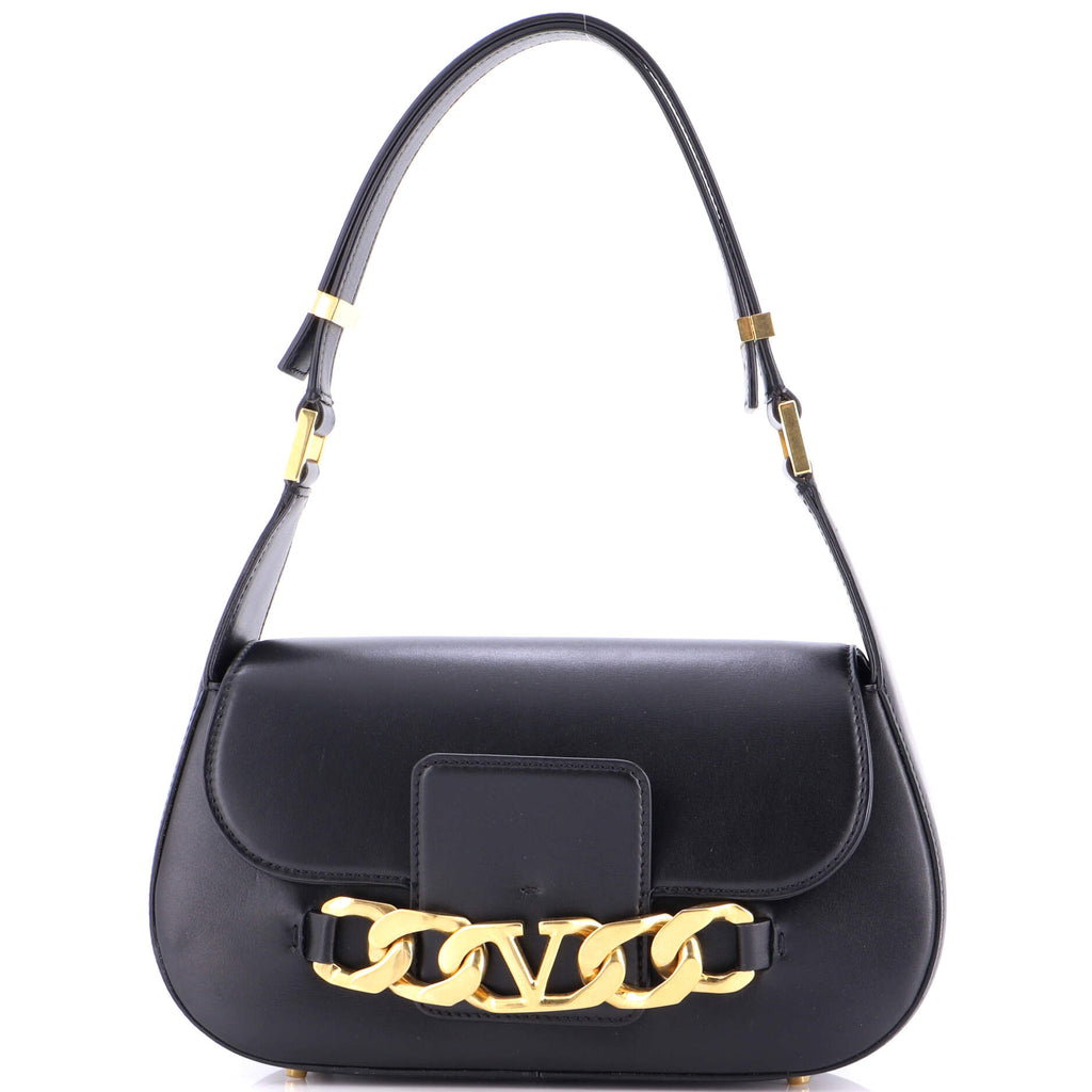 VLogo Chain Flap Shoulder Bag Leather Medium