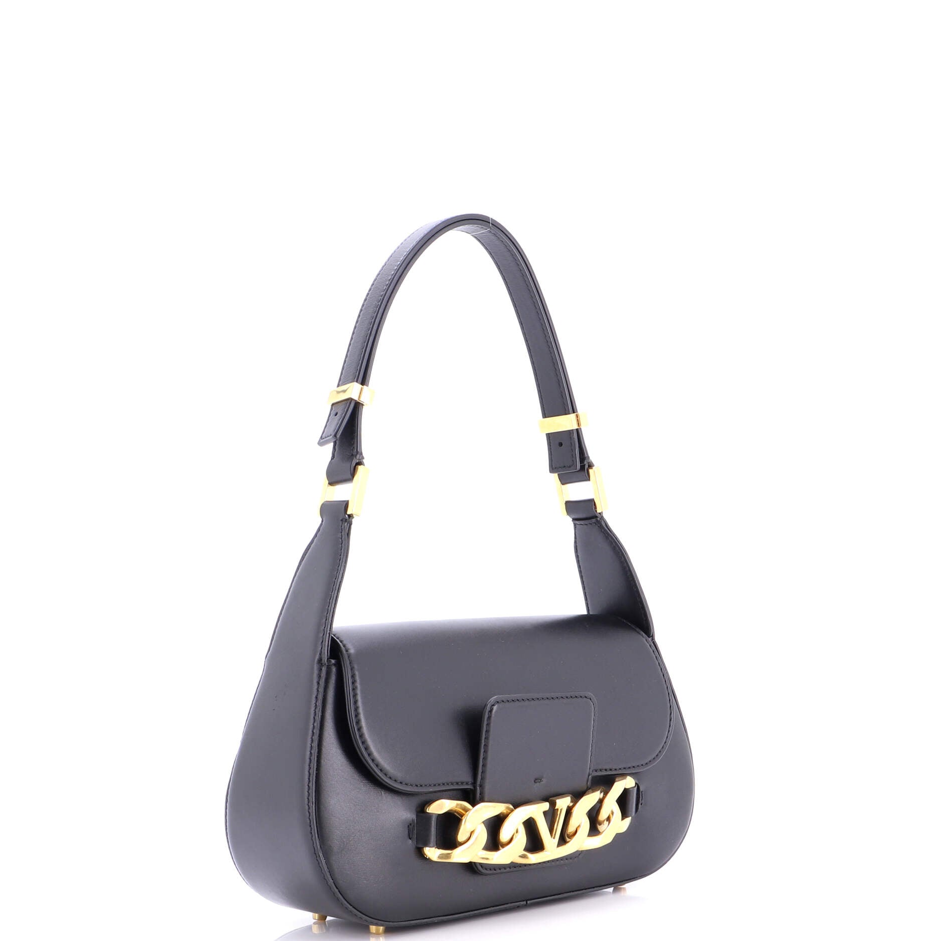 VLogo Chain Flap Shoulder Bag Leather Medium