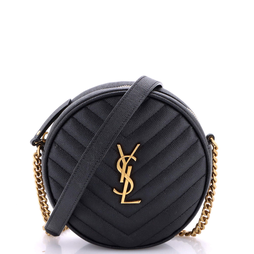 Vinyle Round Camera Bag Matelasse Chevron Leather
