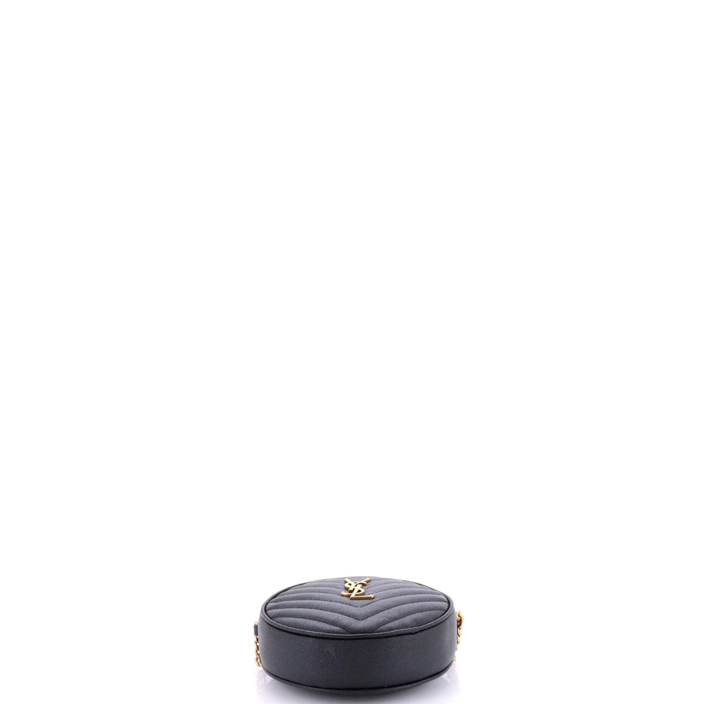 Vinyle Round Camera Bag Matelasse Chevron Leather