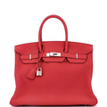 Birkin Handbag Rouge Casaque Clemence with Palladium Hardware 35