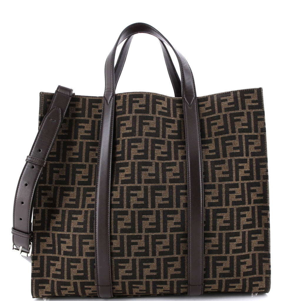 Convertible Open Tote Zucca Jacquard Fabric and Leather Large