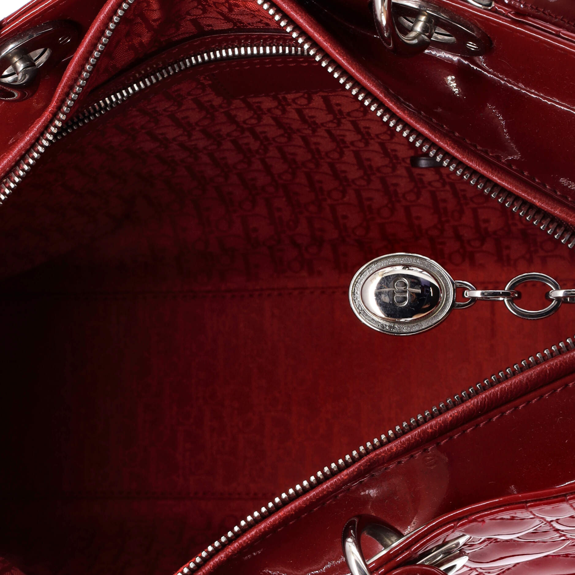 Lady Dior Bag Cannage Quilt Patent Large