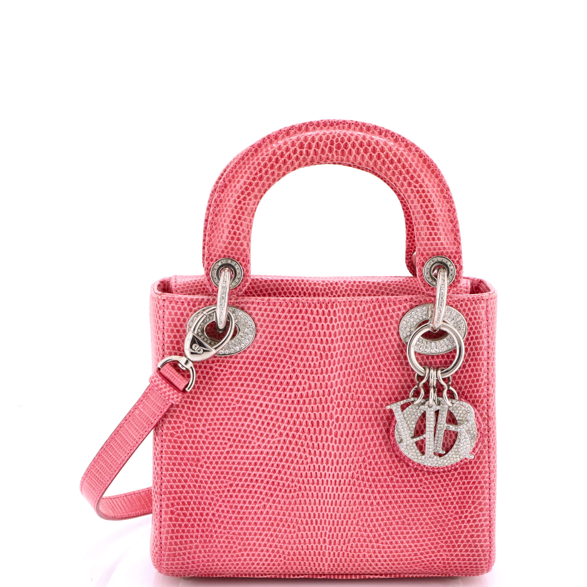 Lady Dior Bag Lizard with Crystal Charms Mini
