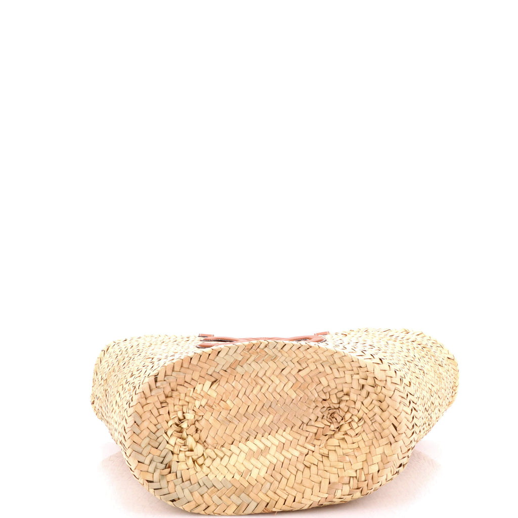 Triomphe Basket Shoulder Bag Raffia with Leather Large