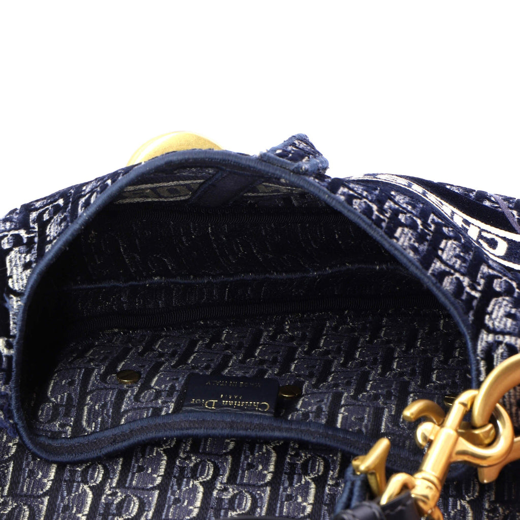 Saddle Handbag Logo Embroidered Oblique Canvas Medium