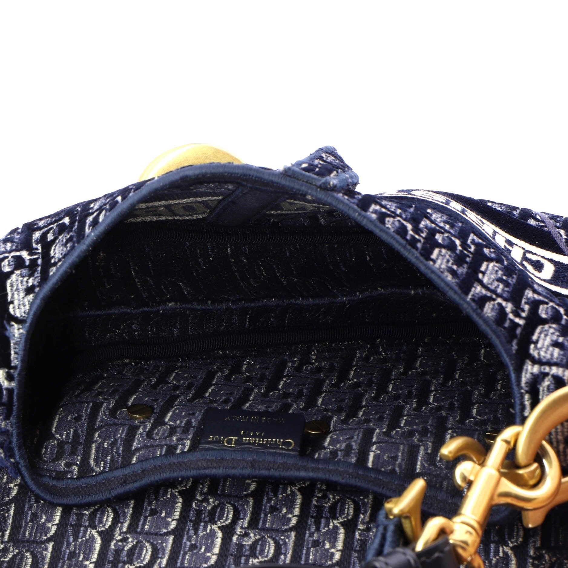 Saddle Handbag Logo Embroidered Oblique Canvas Medium