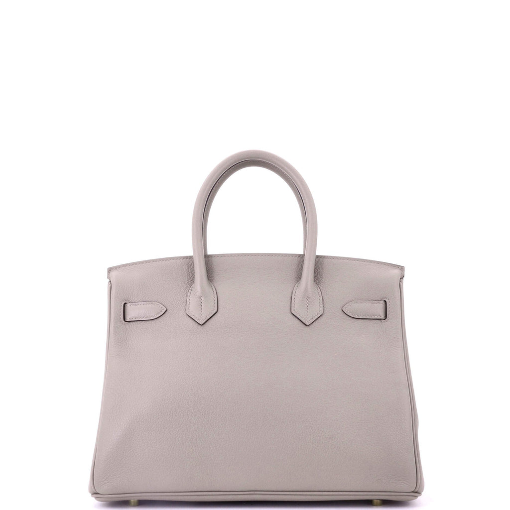 Birkin Handbag Grey Novillo with Gold Hardware 30