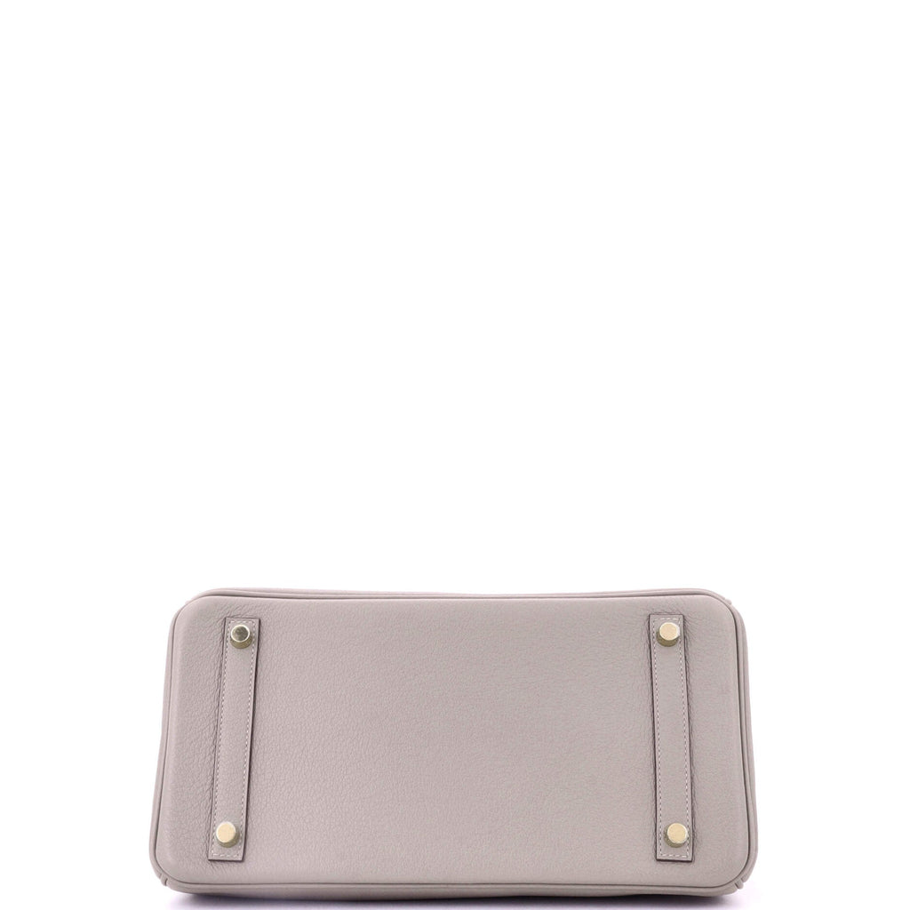 Birkin Handbag Grey Novillo with Gold Hardware 30