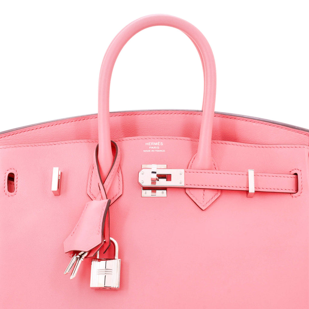 Birkin Handbag Rose Azalée Swift with Palladium Hardware 25