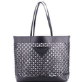 Triangle Logo Shopper Tote Laser Cut Leather Medium