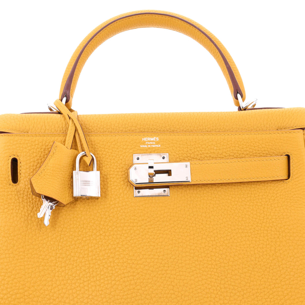 Kelly Handbag Jaune Ambre Togo with Palladium Hardware 28