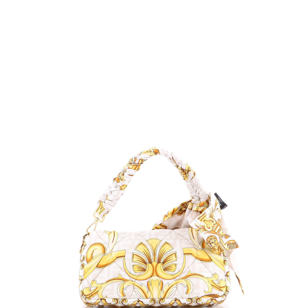 x Versace Fendace Baguette NM Bag Quilted Printed Silk Medium