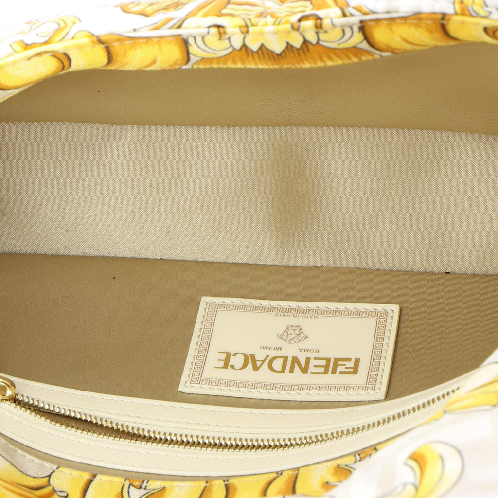 x Versace Fendace Baguette NM Bag Quilted Printed Silk Medium