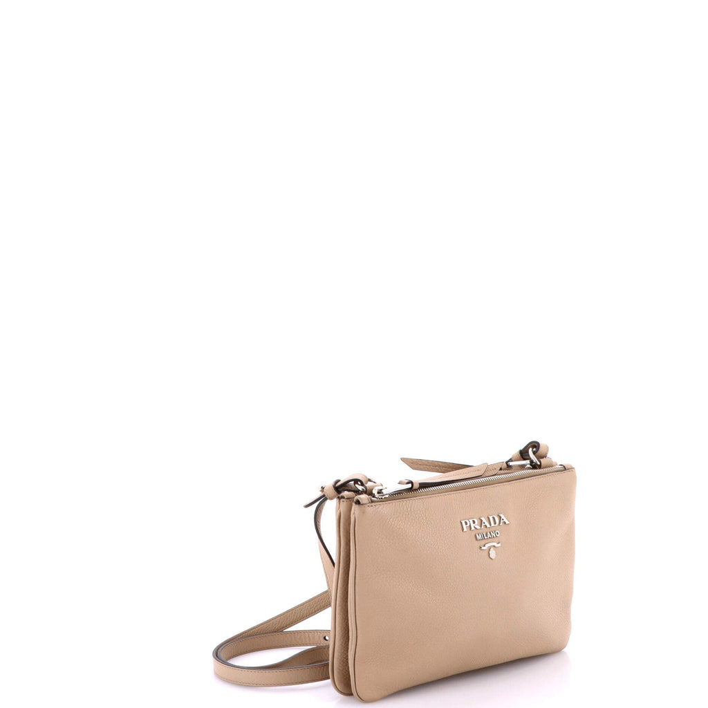 Double Zip Crossbody Bag Vitello Daino Small