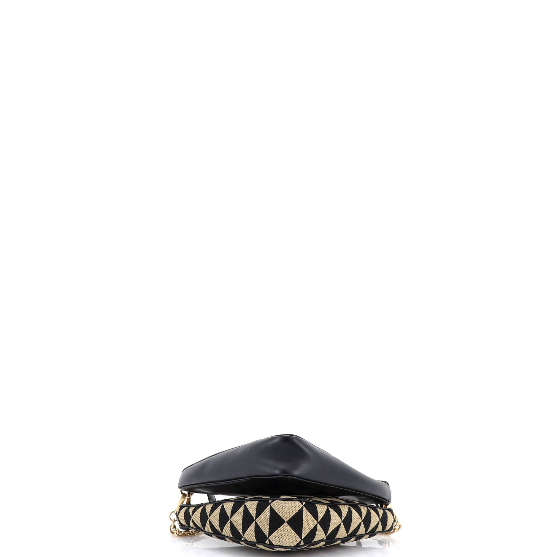 Double Symbole Triangle Bag Leather and Jacquard Mini