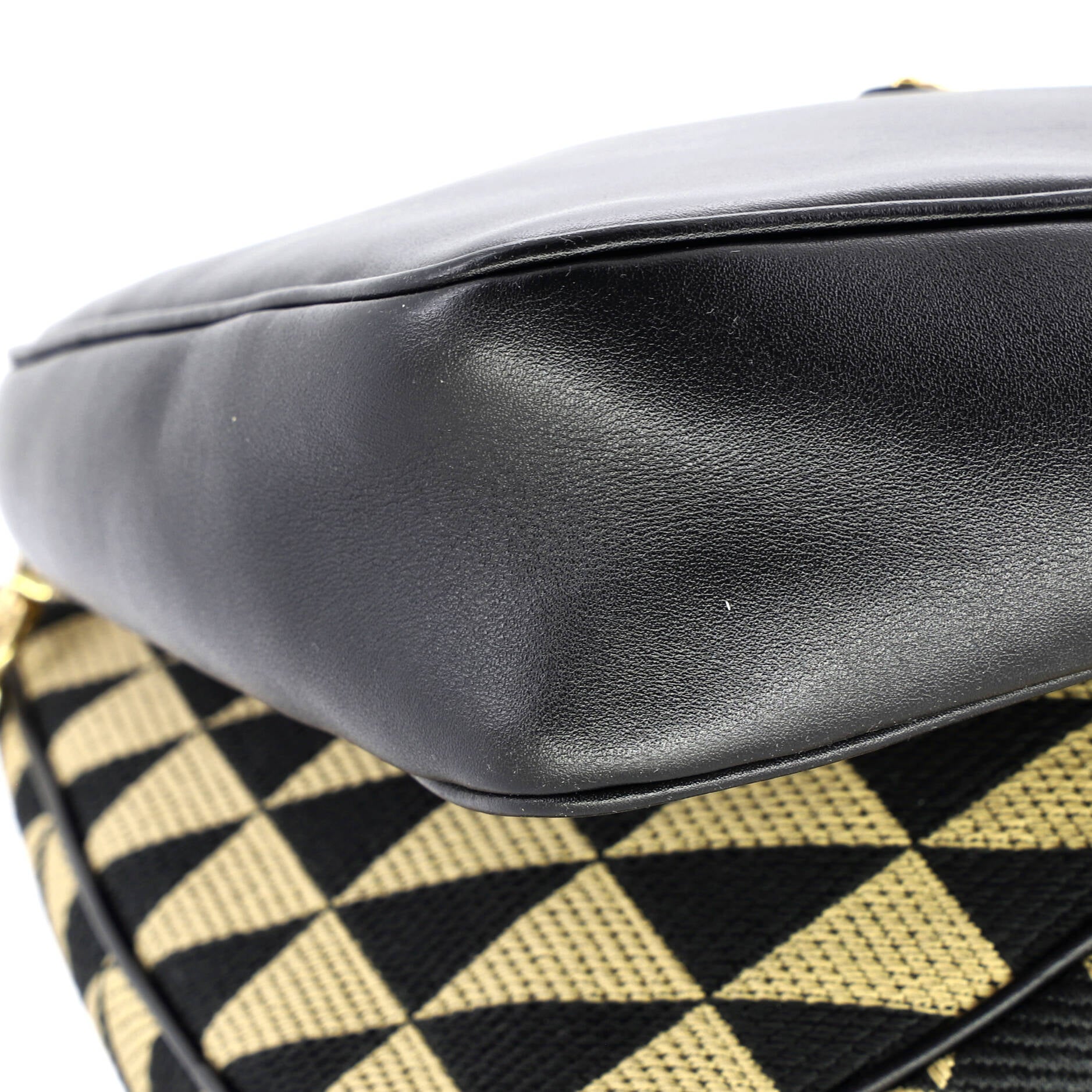 Double Symbole Triangle Bag Leather and Jacquard Mini