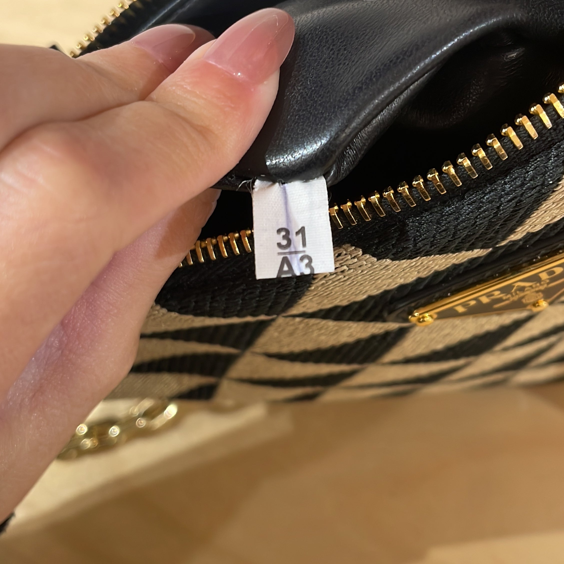 Double Symbole Triangle Bag Leather and Jacquard Mini