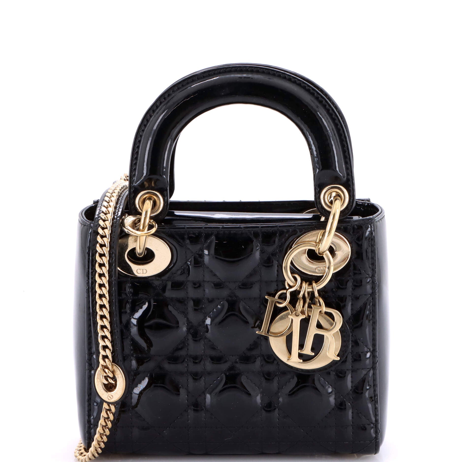 Lady Dior Chain Bag Cannage Quilt Patent Mini