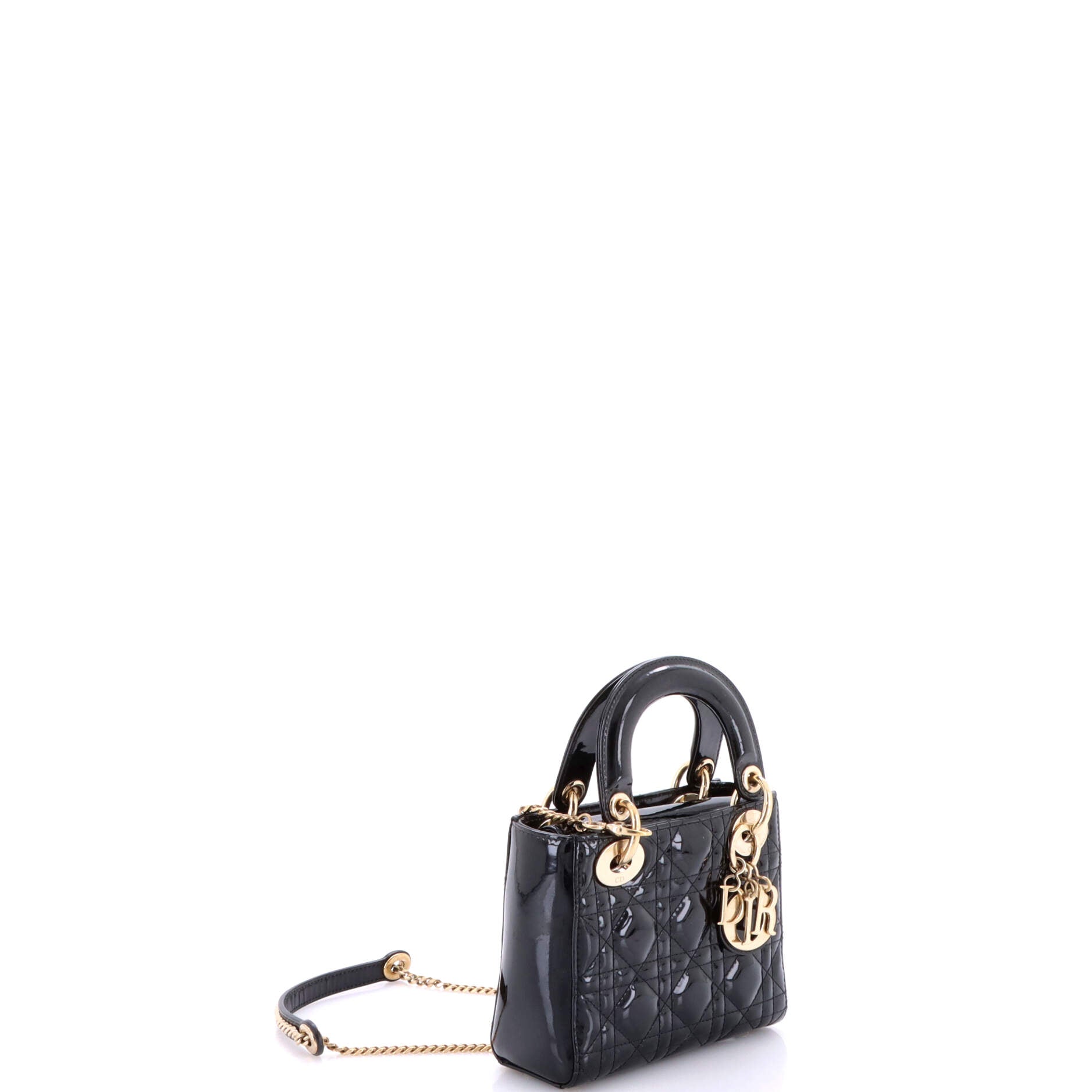 Lady Dior Chain Bag Cannage Quilt Patent Mini