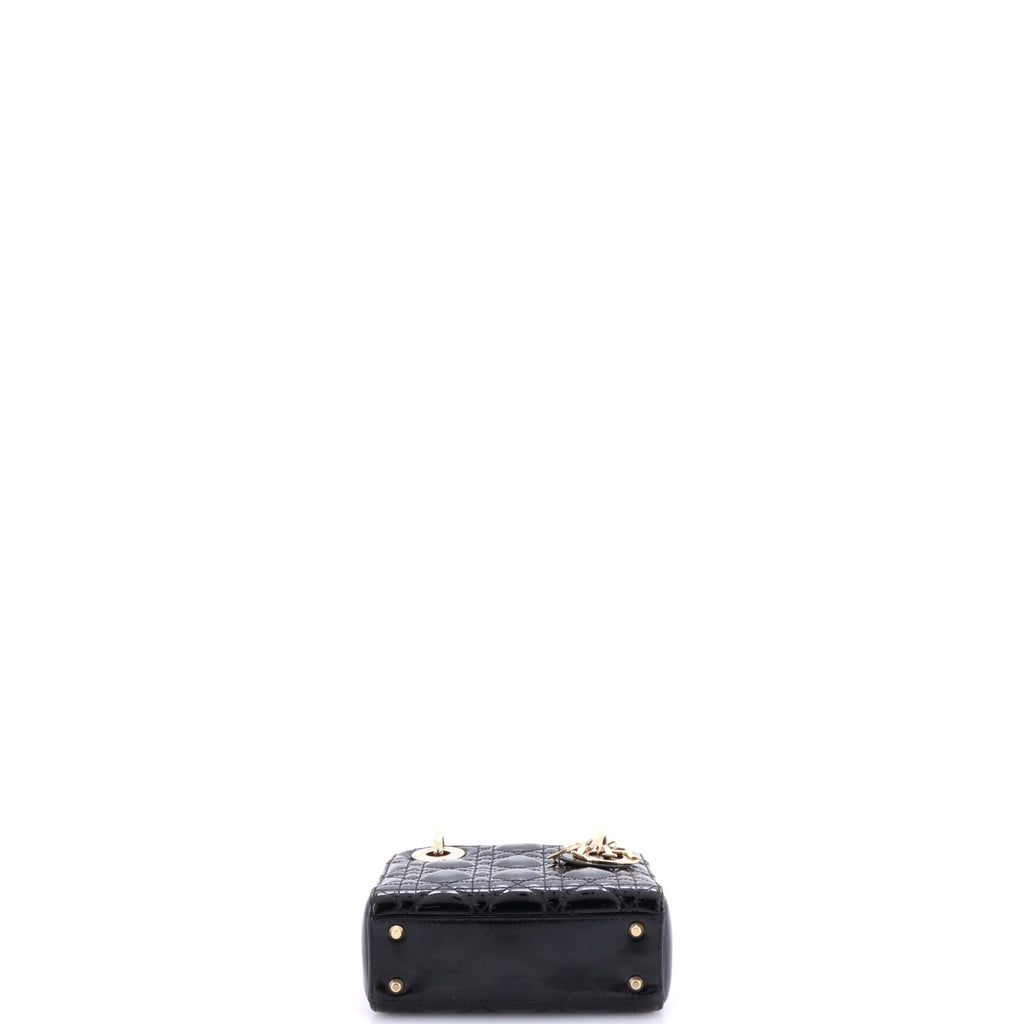 Lady Dior Chain Bag Cannage Quilt Patent Mini