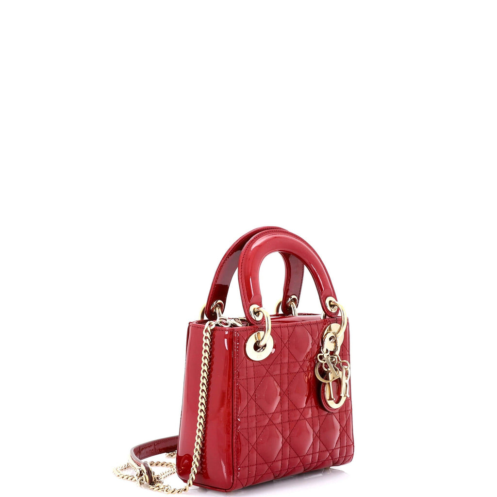 Lady Dior Chain Bag Cannage Quilt Patent Mini